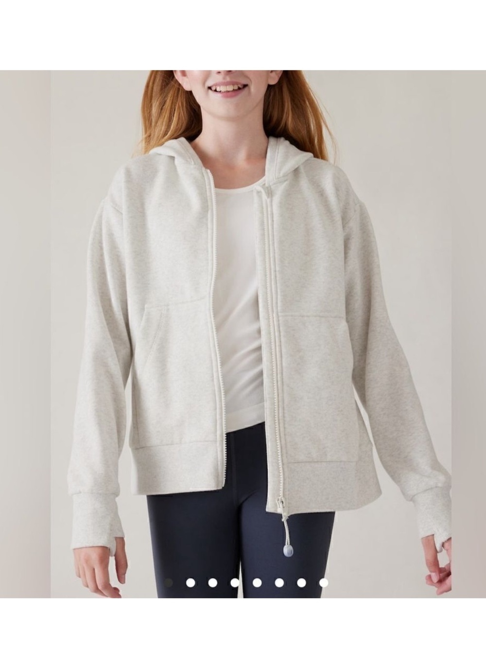 Athleta Girl RetroActive 2.0 Full Zip in Fog Grey Heather Sweatshirt XXL 16